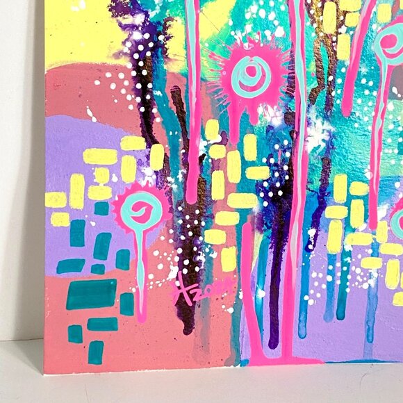 Summer Pop 5 Original Acrylic Wall Art Painting 11x14in Matted Frame Ready - Picture 5 of 9